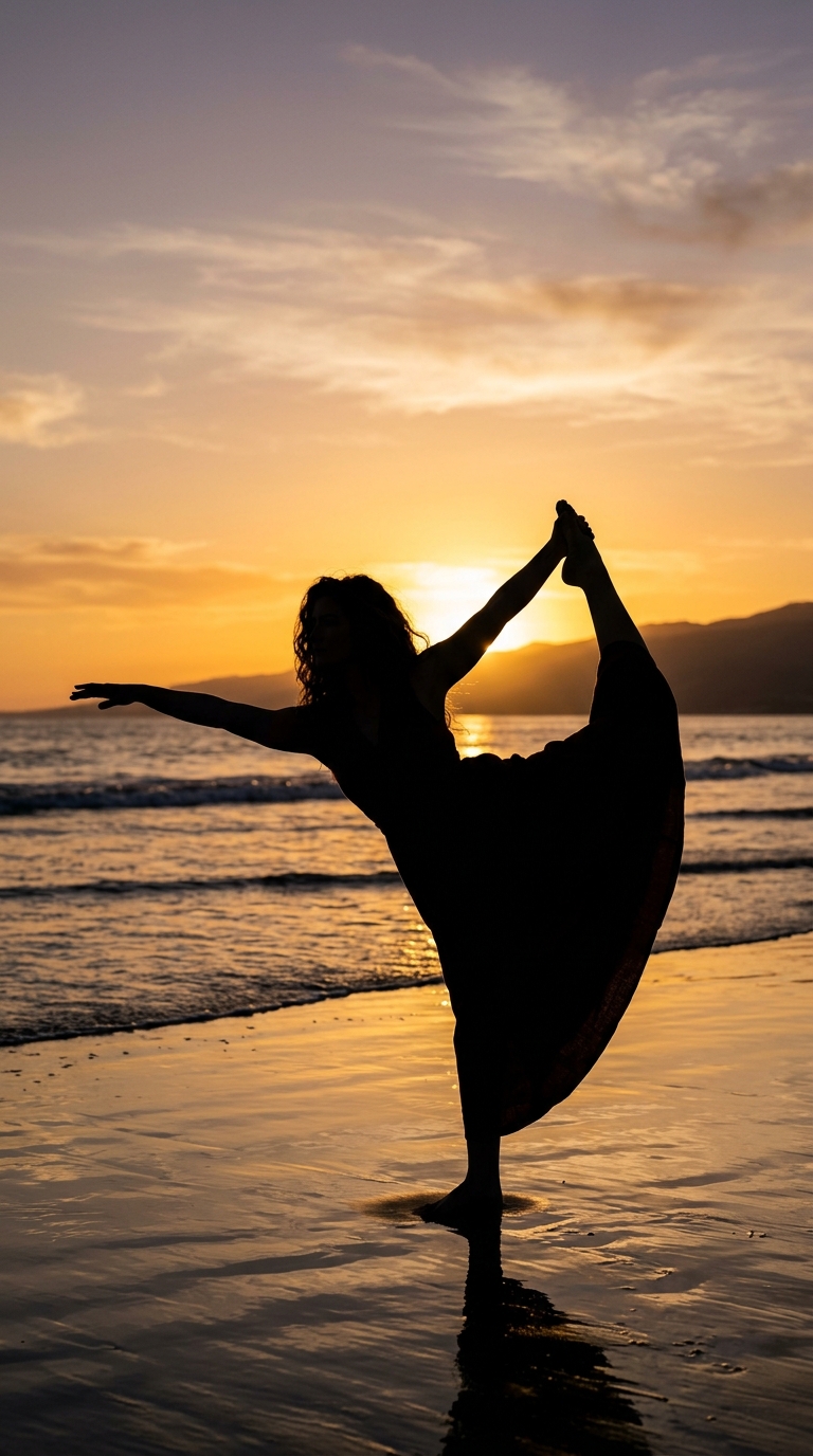 Therapeutic yoga practice at dusk
