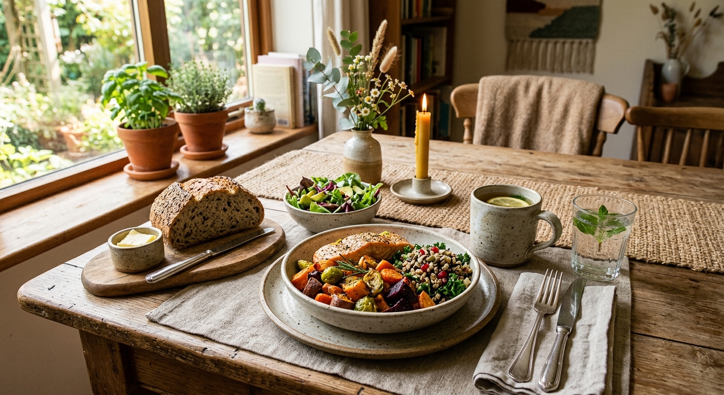 Nourishing whole-food bowls in natural light